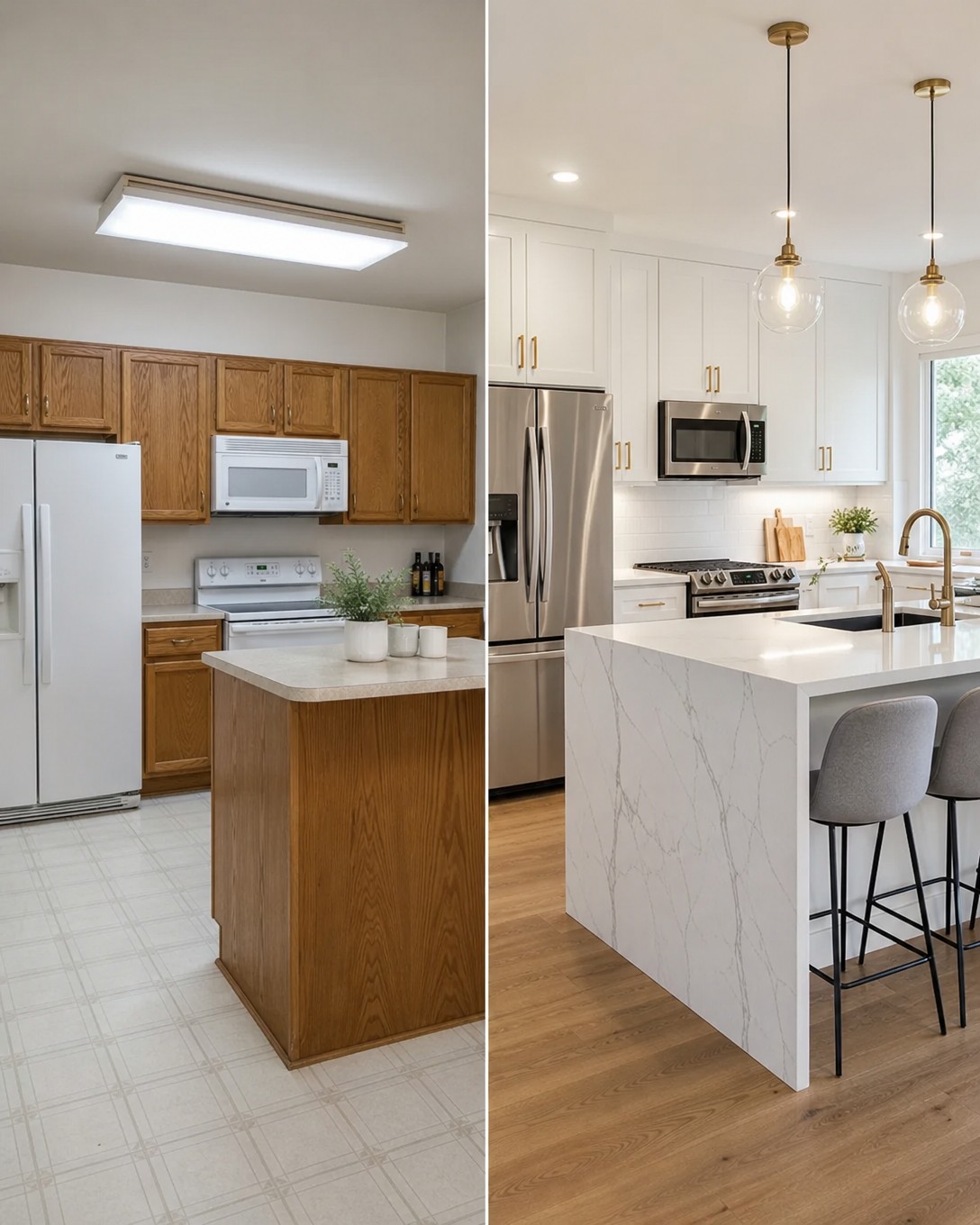 Kitchen remodel before and after