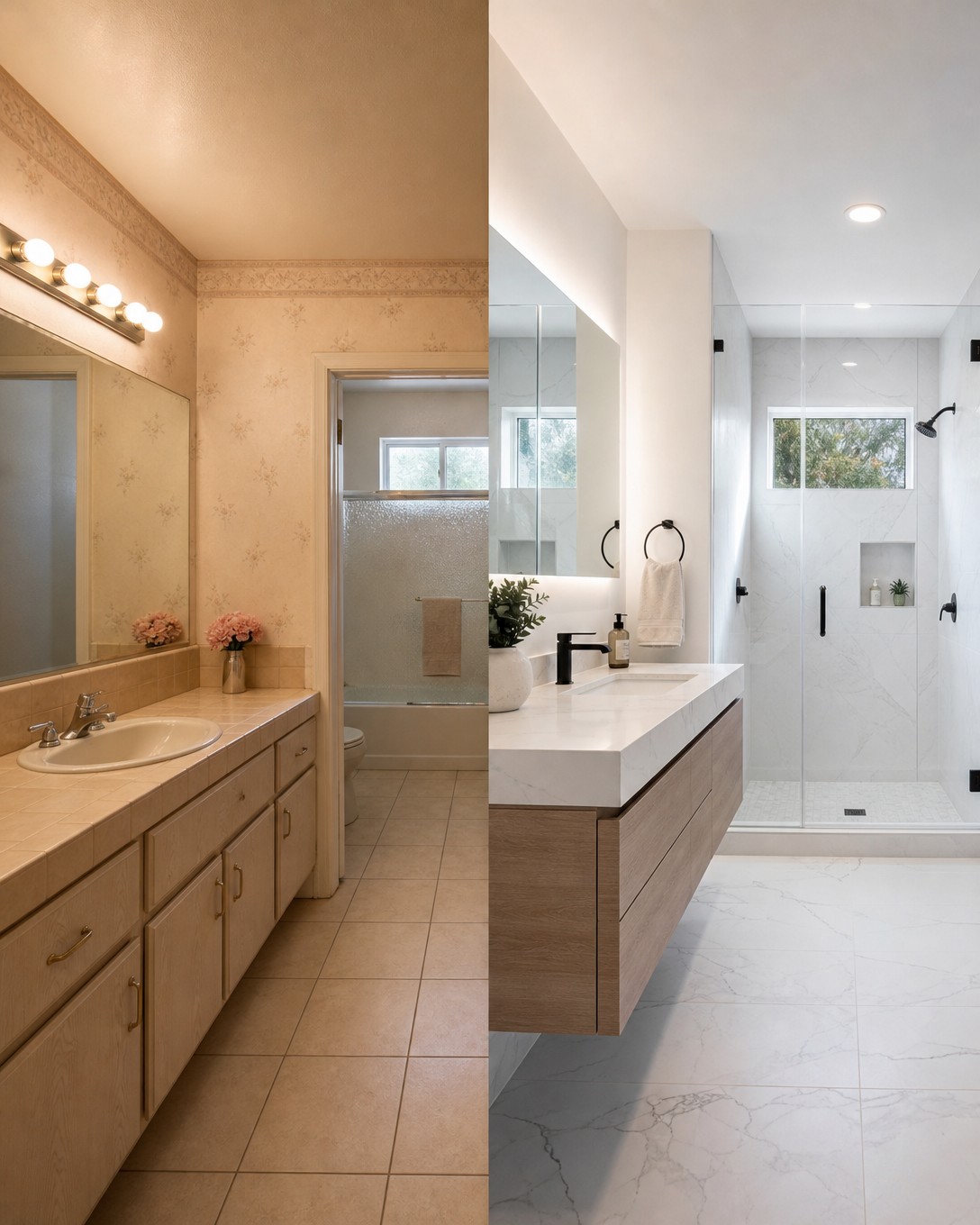 Bathroom remodel before and after